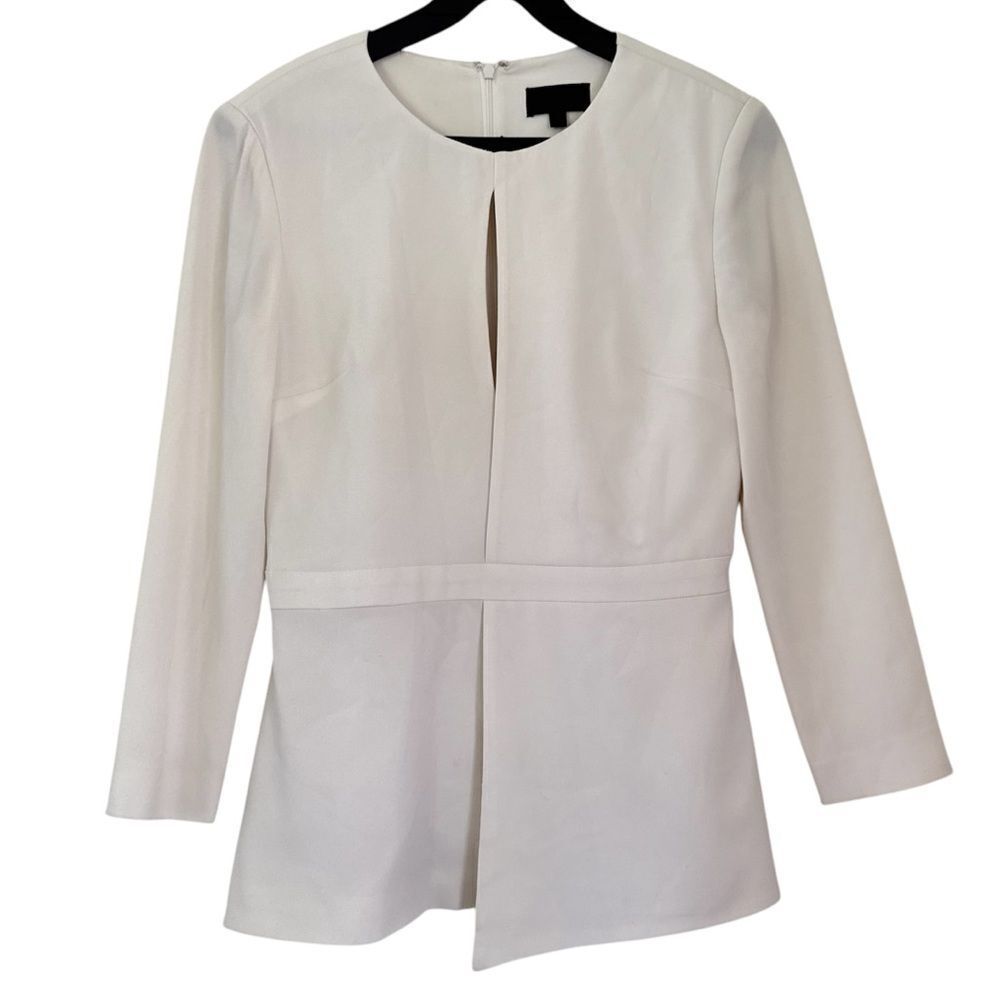 Intermix Asymmetrical Keyhole Full Zip Blouse Top Size Small
